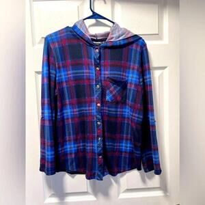 Joe Boxer Blue and Red Plaid Button Down Shirt